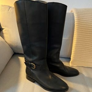 JCrew Buckle Tall Riding Boots Black, Size 9